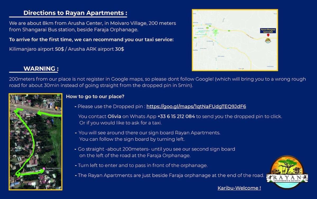 Rayan Apartments & Safaris 阿鲁沙 外观 照片